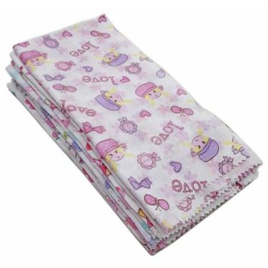 Imagem de 5 Fralda Luxo Bebê Estampada 70x70cm Comum - Dugu, Feminino 