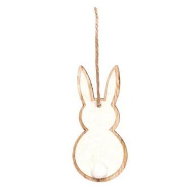 Imagem de Tag de Coelho com Glitter Branco - 8cm x 3,5 cm x 1cm - Cromus Páscoa