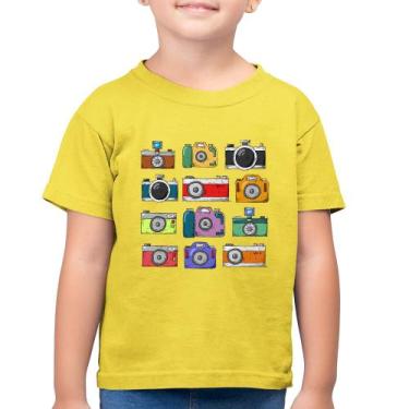 Imagem de Camiseta Algodão Infantil Câmeras Retrô - Foca na Moda, Amarelo canári