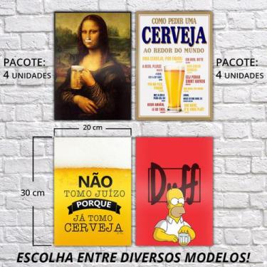 Imagem de Kit 4 Placas boteco cerveja decorativas churrasco 20x30cm GRANDES PS a