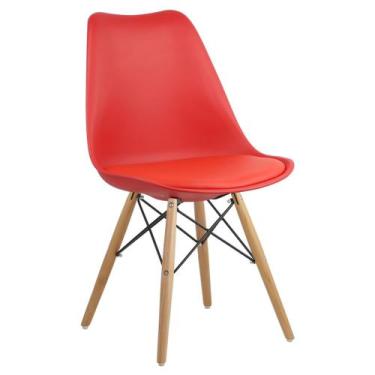 Imagem de Cadeira Charles Eames Dsw Soft Wood Eiffel Estofada - Móveis MGM, Verm