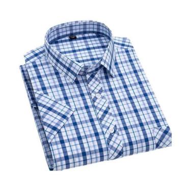 Imagem de Camisa Xadrez Masculina Plus Size 6XL - Manga Curta 100% Algodão - Pri