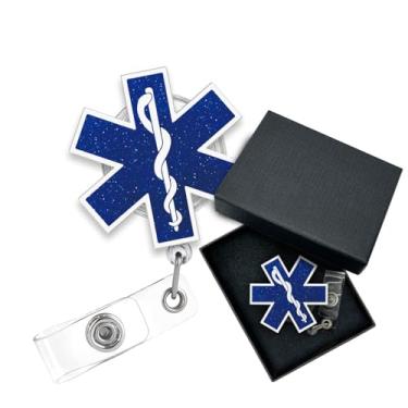 Imagem de Carretel retrátil de crachá de trabalhador médico, carretel de crachá de identificação engraçado, carretel de crachá retrátil com clipe jacaré, para enfermeiras médicas EMT Rn socorrista paramédico