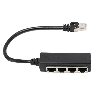 Imagem de Adaptador de Transmissão de Sinal de Núcleo Banhado a Ouro do Cabo Divisor Ethernet RJ45 para Salas de Laptops Preto