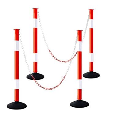 Imagem de Alyoen Poste Delineador de Tráfego com Base Ponderada e Colares Refletivos, Cones de Estacionamento Ajustáveis com Correntes de 4 Pés, Poste de Barreira de Entrada de Automóveis Po ()