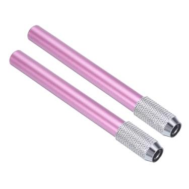 Imagem de PATIKIL Extensores de lápis, 2 peças de suporte de lápis de metal ajustável para lápis curtos, lápis de cor, escrivaninha, escritório, rosa