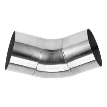 Imagem de Motoforti 45 graus 89 mm/3,5" OD tubo de escape mandril DIY personalizado carro modificado tubo de escape tubulação 100 mm/3,94" comprimento 304 aço inoxidável tom prata