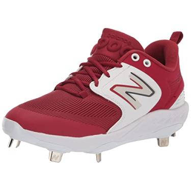 Imagem de New Balance Sapato de beisebol masculino Fresh Foam X 3000 V6 Metal, Cardinal/branco, 17