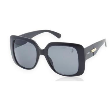 Imagem de Óculos de Sol Clássico Polo London Club, Design Quadrado Oversized lente em Policarbonatocom Proteção UV400 em - Kit contém Case Couro ECO (Preto fosco)