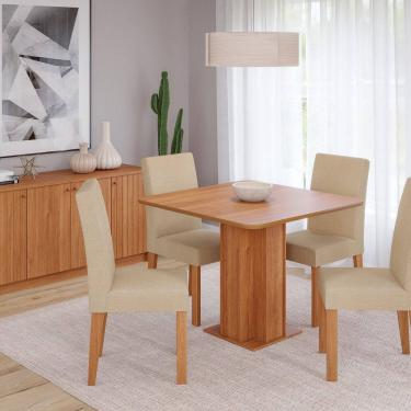 Imagem de Sala de Jantar Sophia 95x95cm sem Vidro com 04 Cadeiras Maia Cinamomo/Gengibre