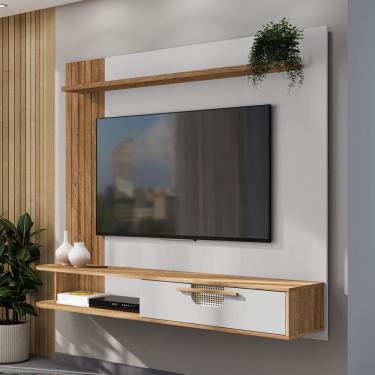 Imagem de Painel para TV Até 65 Polegadas Jeri 1 Porta Cinamomo/Off White - Móveis Bechara