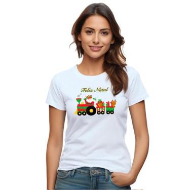 Imagem de Baby Look Natalina Trenzinho de Natal Personalizada Feminina Adulto Al