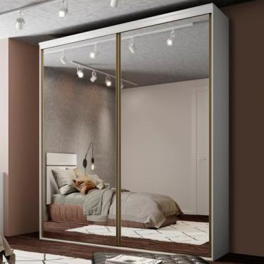 Imagem de Guarda-roupa Solteiro 1,79cm 2 Portas c/Espelho Luminum Semi Brilho-belmax - Branco