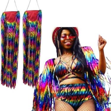 Imagem de Ombreiras Para Carnaval Em Glitter Com Franjas Coloridas - D Presentes