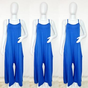 Imagem de Macacão Pantalona Saruel Alcinha Com Bolso  - nascimentomodas2020, Azu