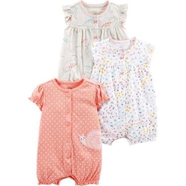 Imagem de Simple Joys by Carter's Pacote com 3 macacões de encaixe para bebês meninas, Rosa/branco/bege, 18 Meses