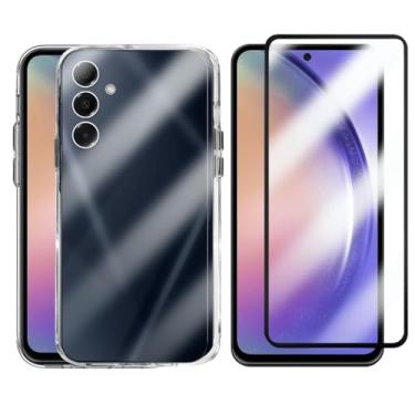 Imagem de Kit Proteção Compatível Samsung Galaxy A54 Capinha Clear Case Space Transparente com Película de Vidro 3D