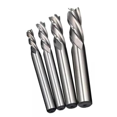 Imagem de Kit de Fresas Topo HSS, 4 Peças, 6mm, 8mm, 10mm, 12mm, Aço Rápido Polido