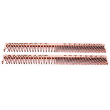 Imagem de Pente de Metal para Homens, Pente de Corte de Cabelo, Barbeiro Pente 2pcs Profissional Aço Inoxidável 20 X 2,8 Cm Com Densos e Escassos Dentes para Salão e Uso Doméstico (Rose