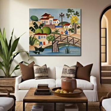 Imagem de Quadro Tarsila do Amaral O Mamoeiro 1925 Obra de Arte Moderna em Tela Acetinada (40x40cm)