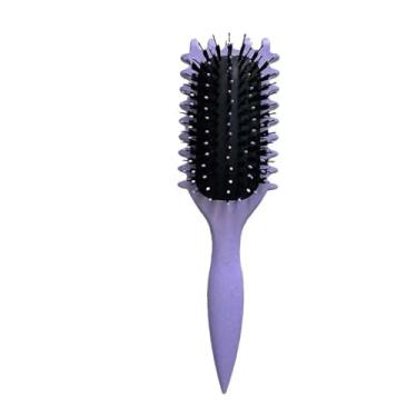 Imagem de Escova de estilo de cabelo cacheado para salão de beleza Escova de cabelo cacheado para pentear e modelar cachos masculinos e femininos Ferramentas para reduzir puxões (ROXO)