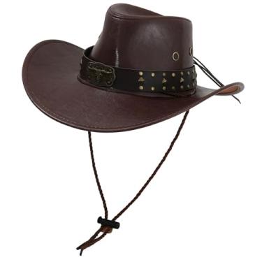 Imagem de Deevoka Chapéu de cowboy feminino moda sunhat para figurinos de compras figuraria de festa temática pesca, Marrom