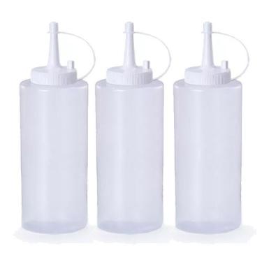 Imagem de Kit 50 Bisnaga Pote Potinho Plástica Com Tampa Maionese Molhos 350ml -