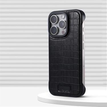 Imagem de VFDHN Capa de couro fina para iPhone 16 15 14 13 Pro Max, capa antiqueda, sem moldura, leve, para iPhone 15 16 Promax, WB EY, preta, para iPhone 14