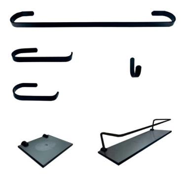 Imagem de Kit Para Banheiro Tendência Preto 6 peças - AJ, Fumê