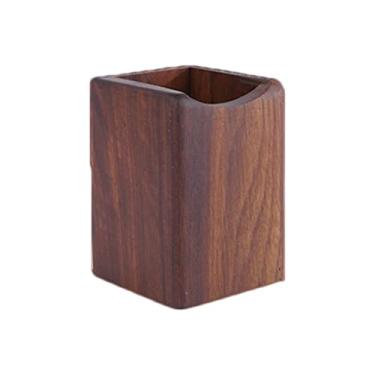 Imagem de Porta-lápis de madeira, organizador de mesa multiuso, caixa de armazenamento (B tamanho único)