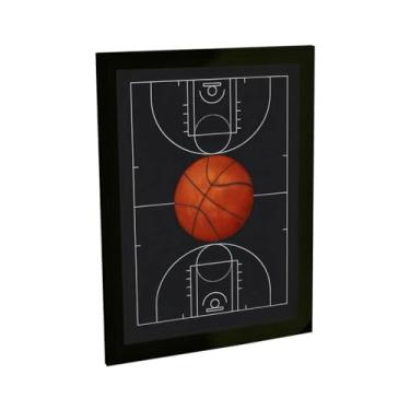 Imagem de Quadro Decorativo Quadra Basquete Bola Decoração Poster Quarto Sala