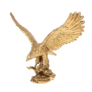Imagem de Ioensy Resina águia estatueta Decoração de mesa de feng shui decoração leve artesanal escultura de asa espalhada para bibliotecas, Size L