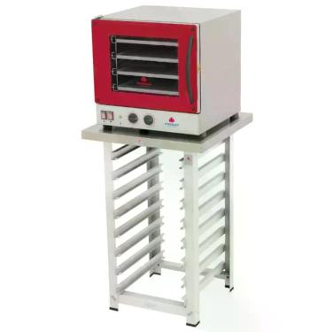 Imagem de Kit - Forno Turbo Elétrico Fast Oven PRP-004 220V Vermelho + Bancada MES-004 - Progás