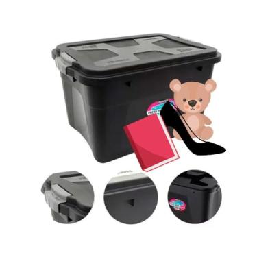 Imagem de Caixa Organizadora Multiuso De Plástico Reforçado 56 Litros com Tampa e Trava nas Laterais