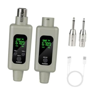 Imagem de YIJU Kit de de microfones sem fio Kit de 2,4 GHz Transmissor de microfone e kit de receptor Profissional Adaptador de microfone XLR Conjunto para, Cinza, 1 Por 1