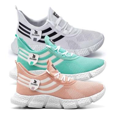 Imagem de Kit 3 Tênis Feminino Casual Academia Caminhada Confortável Treino Leve