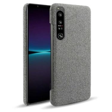 Imagem de Capa para Sony Xperia 1 IV,Capa desenhada em lona,Case Protetora Ultrafina com Empunhadura Macia,Design em Tecido Antichoque e Antiarranhões-Gray