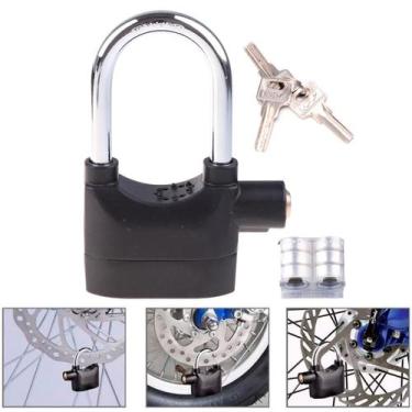 Imagem de Cadeado Com Alarme Trava Sirene Moto Bike Portão Aço Corrente Prova d'