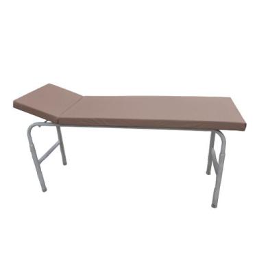 Imagem de Mesa Exame Clínico 80x65x180 Cabeceira Regulável Esmaltada Bege - Meta