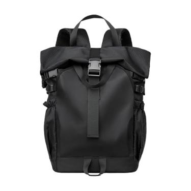 Imagem de kowaku Roll tampa de mochila mochila multiuso saco de ginástica resistente a água elegante mochila mochila, Preto