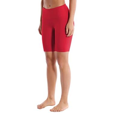 Imagem de Shorts de ioga Bubblelime, feminino, cintura alta, 6,3 cm, com bolso interno, controle de barriga, shorts de corrida, exercícios de 4 vias, Basic Compression_scarlet, Small (8" inseam)