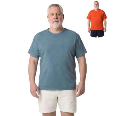 Imagem de Kit 2 Camisas Masculina Manga Curta Plus Size Malha Fria - Genérica, G