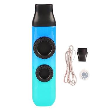 Imagem de Kazoo Instrumento musical profissional de plástico ajustável com 10 diafragmas de flauta para ukulele, violino, violão, teclado, alto brilho, gradiente azul ciano (gradiente azul ciano de alto brilho)