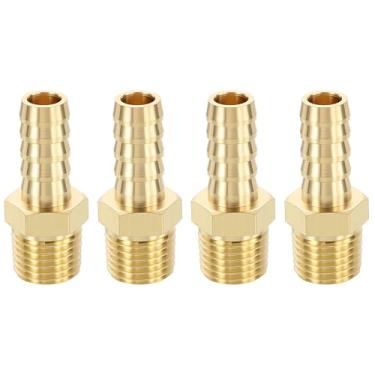 Imagem de METALLIXITY 4 peças de mangueira de latão para adaptador macho NPT 3/20.3 cm Barb x 1/10.2 cm NPT macho para sistemas de combustível automotivo, motocicleta, marítimo, caminhão, RV