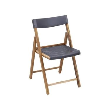 Imagem de Cadeira Dobrável Potenza Grafite em Madeira Teca com Acabamento Natural Tramontina 13797/992