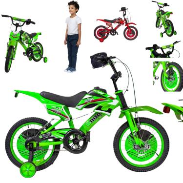 Imagem de Bicicleta Bike Infantil Estilo Moto Cross Aro 16 Com Rodinha Menino De 3 a 8 anos
