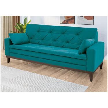 Imagem de Sofá 4 Lugares Suede Vivaldi Linoforte, Azul Turquesa, 4 lugares
