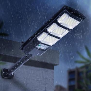Imagem de Luz de rua LED alimentada por energia solar, lâmpada de inundação ao ar livre, sensor de movimento à prova d'água com controle remoto para quadras, quintais, celeiros, jardins, docas, fábricas