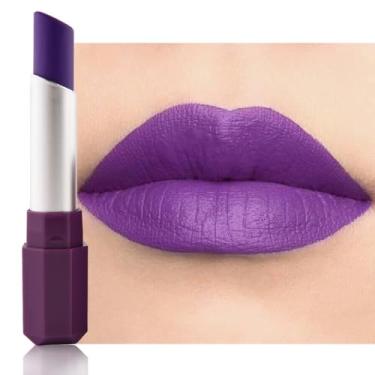 Imagem de HHLTOH Batom Metálico Fosco Roxo Ametista Para Mulheres, Lápis Labial E Bastão De Tinta Facial, Escuro Longa Duração À Prova D'Água, Fácil Aplicar, Gloss Cobertura Total, Maquiagem Festa Aniversário