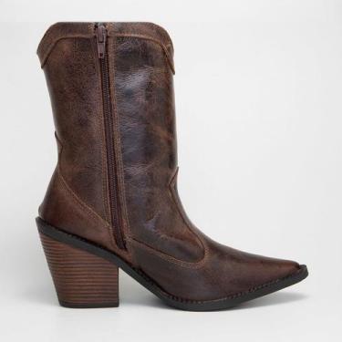 Imagem de Bota Western Feminina Couro Cano Médio com Bordado Country - Yes Me, 2